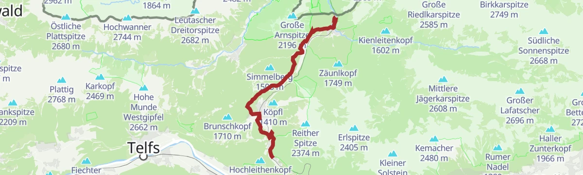 Route map: Radwanderroute: Reith - Seefeld - Scharnitz